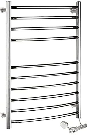 ZJYWMM Electric Towel Warmer, Wall Mounted Electric Heated Towel Rack Polished 304 Stainless Steel Energy Efficient 102W Heated Towel Rail 10 Bar Bath Towel Heater for Bathroom Radiator,P