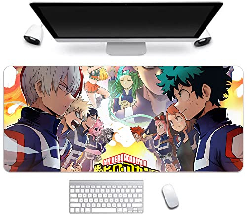 Zhongkaihua My Hero Academia Mouse Pad Anime MHA Character Print Gaming Mouse Mat Large Mouse Pads 300 * 800mm Mousepad Non Slip Rubber Base for PC Office Desk