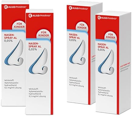 ALIUD PHARMA Nasenspray AL 0,05%, Lösung 10 ml, 4 Packungen: Mit abschwellender Wirkung bei verstopfter Nase wegen Schnupfen, für Kinder geeignet