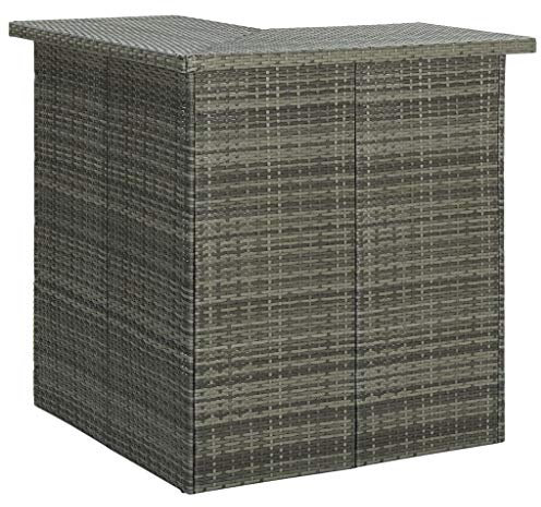 Makastle PE-Rattan Gartenbar mit 3 Ablagefächer, Stehtisch Eck-Bistrotisch Gartentisch Bartisch Balkontisch wetterfest Outdoor Gartenmöbel Terrassentisch, Stahlrahmen, 100x50x105 cm