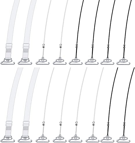 Yafe 8 Pair Clear Bras Straps for Women, Invisible Bra Straps Holder Stop Slipping Clear Back Strap Bra See Through Bra Straps for Women Strapless Bras