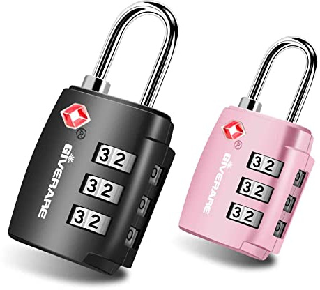 GIVERARE 2 Stück TSA-zugelassene Reisegepäckschlösser, Zahlenschloss aus Legierung, schlüssellose 3-stellige Vorhängeschlösser, kompatibel mit Reisesentry-Vorhängeschloss für Fitnessstudio, Golftasche