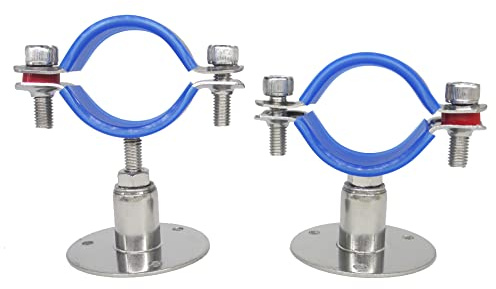 Edelstahl Rohrschelle Höhenverstellbar 45mm-48mm, Kurzer Typ, 2er Set | Wand/Deckenmontage, Schwerlast, Rostfrei, Mit Befestigungsmaterial
