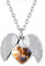 Custom4U Personalisierte Herz Medaillon zum Öffnen für Bilder mit Textgravur Memorial Zirkonia Flügel Medaillon Silber Halskette Foto Engelsflügel Amulett Kette für Weihnachten Geburtstag