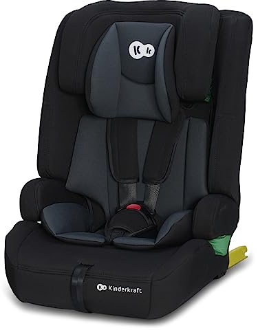 Kinderkraft SAFETY FIX 2 I-SIZE 76-150 cm Seggiolino Auto 9-36 kg isofix, Alzatina auto bimbi, Poggiatesta regolazione, Cinture di sicurezza, Facile da pulire, Nero
