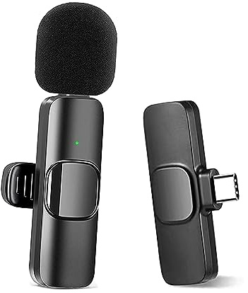Mini Clip On Mikrofon, Wireless Lavalier Mikrofone für USB-C Android Smartphone, Wireless Mics mit Adapter für Videoaufnahme, Live-Streaming, YouTube Vlog Interview TikTok Facebook, Plug-Play