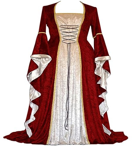 Damklänning Medeltida Robe Retro Viking Kostym Balklänning Halloween Cosplay Reenactment