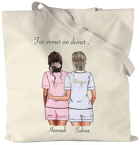 Kiddle-Design Brautjungfer Jutebeutel Personalisiert Name Braut & Trauzeugin | Frage & Danke-Geschenk für Freundinnen Brautjungfern & Brautparty