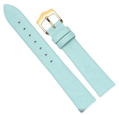 Chlikeyi Uhrenarmband Slim Uhrenarmband Damen Unisex Kalbsleder Echtleder Uhrenkette, Hellgrünes Gold 1, 12 mm