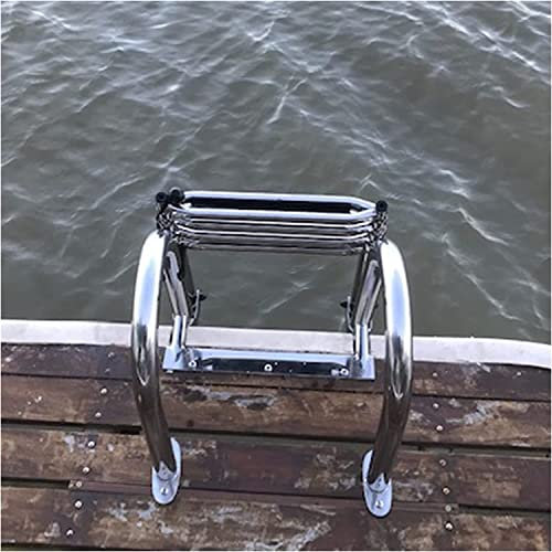 SAyfur Badeleiter, Boots- und Poolleiter, faltbar, Marine-Pontonleitern für den Hintereingang mit großem Handlauf und Beschlägen für Senioren oder Erwachsene, Tragfähigkeit 150 kg Full of Stars