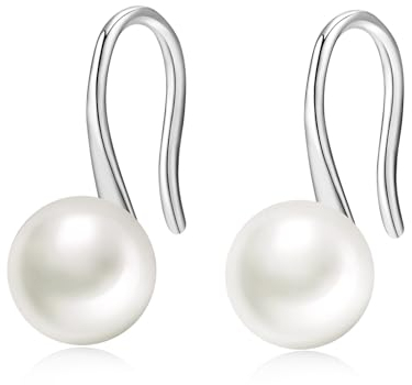 Ohrringe Silber 925 Damen Perlenohrringe - Süßwasserperlen Tropfen Ohrringe Wasserperlen Ohrringe Hängend Geschenke für Mädchen Frauen Freundin Echt Silber Damenohrringe für Weihnachten Geburtstag