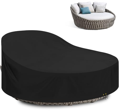 Funshot Sonneninsel Abdeckung Wasserdicht Sonneninsel Schutzhülle Winddicht UV-Beständiges Schwerlast 420D Oxford Gewebe Abdeckplane für Liegeinsel, Garteninsel Abdeckhaube,165x50/90cm