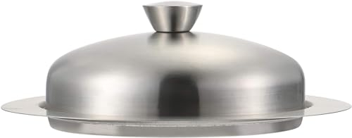 NobeOnbe Caja de Mantequilla de Acero Inoxidable, Recipiente dispensador de Plato de Mantequilla Antiguo, Tapa para Servir Alimentos Plato de Mantequilla Redondo