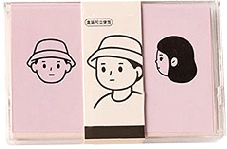 HERCHR 100 Blatt Wiederverwendbare Haftnotizen, Abreißbare Haftnotizwürfel, Notizwürfel, Memowürfel, Abreißbare Notizblöcke, Nicht Klebend(Rosa)