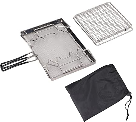 FLEXMAN Grille-pain de camping 20 x 13,5 cm, pliable, portable, structure stable, grille-pain d'extérieur en acier inoxydable pour pique-niques et réunions de famille