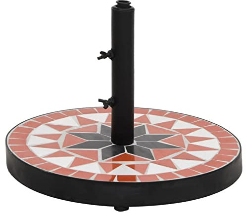 Homgoday Model 362217 Terracotta and White Round Parasol Base 12 kg Furniture Base for Garden Parasol Holder