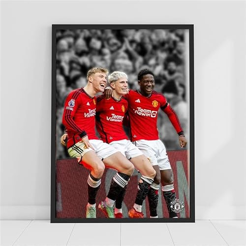 Themed Manchester United FC Print - Trio Goal Celebration Poster Football Wall Art (42cm x 59.4cm - A2)
