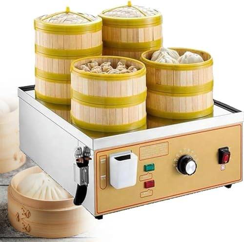 GFXYQPDNV Stainless Steel Food Steaming Machine,Commercial Electric Steamer Steamer,Electric Bread Bun Warmer Machine (6holes 220V)