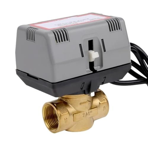 HDWMOJZT 1/2'' 3/4'' 1'' 2 Way Brass Motorized Shut-off Valve AC220V With VC6013 Fan Coil Electric Globe Valve(3/4)