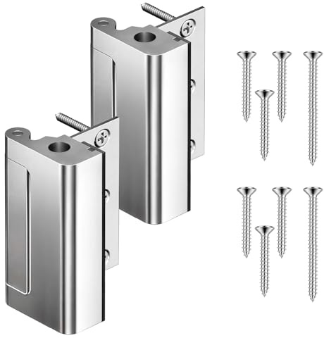 Tonitrui Home Security Door Reinforcement Lock for Front/Inward Swing Doors - Upgraded Reinforced 1200lbs Capacity, Night Kids Safety Metal Flip Deadbolt Latch (2Pack Silver)