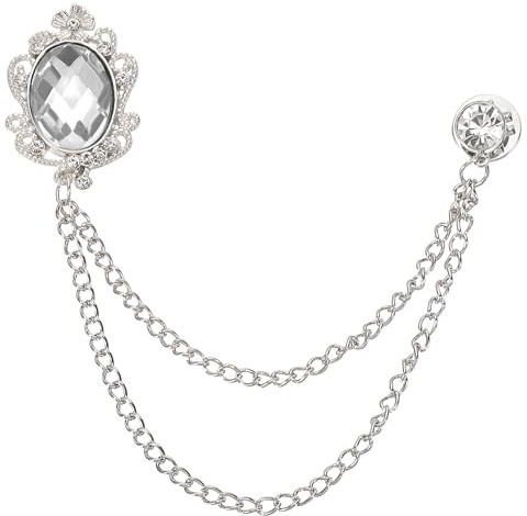 PATIKIL Broche à Chaîne Suspendue Couronne Broches de Costume en Strass | Broches de Costume en Strass, Broches de Cristal de Mode pour Femmes Hommes Vêtements Robe Bouquet Manteau Chapeau Sac