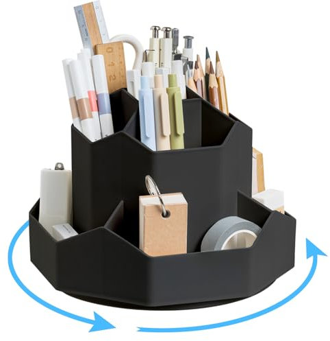Ceysin Schreibtisch-Organizer, 360 Grad drehbarer Stiftehalter mit 9 Fächern, multifunktionaler Stiftebehälter, Make-up-Pinselhalter, Schreibtisch-Schreibwaren-Aufbewahrung für Heimbürobedarf,