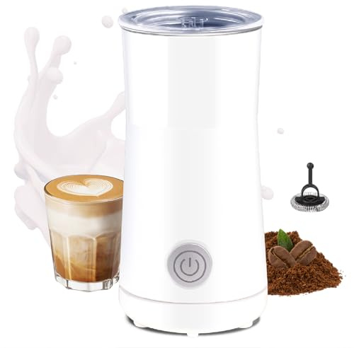 Huogary Milk Forther Simple Milk Frother and Steamer 2-in-1 Milk Steamer with Hot Milk Foam and Hot Milk for Latte, Macchiato, Cappuccinos (White)