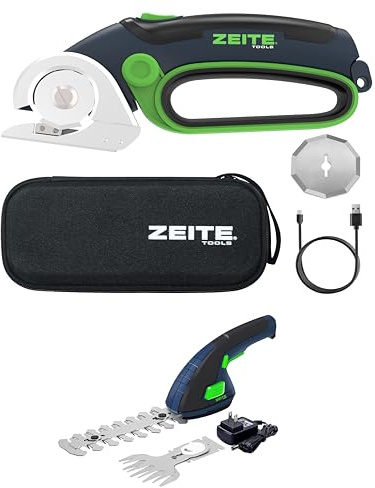 ZEITE 4V Cordless Scissors Cardboard Cutter and 7.2V Mini Hedge Trimmer & Grass Shear
