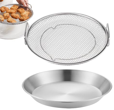 Frittieröl-Abtropfgestell – Edelstahl-Frittiernetz, Öl- und Snackbehälter | Frittierölfilter aus Edelstahl mit Tablett, Serviertablett für frittierte Speisen, Netzabtropfsieb, Sieb, Ölfilterschale