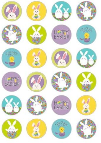 Generic 24 x Easter Edible Wafer Rice Paper Cupcake Toppers - Pastel Colors - 4x4cm - 24 Pieces - Cake Toppers - Easter Occasion