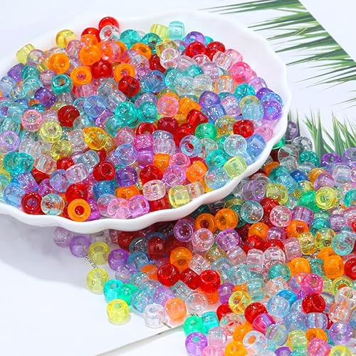 1000 Stück Glitzerperlen Perlen Pony Beads, 9mm Perlen für Armbänder | AWARDSEN Perlen Bunt Set Perlen Zum Auffädeln, Armbänder Selber Machen, Schmuck, Ketten, Basteln
