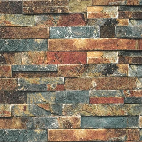 Yullpaper Carta da parati in pietra effetto 3D, 40 cm x 800 cm, autoadesiva, stile retrò, per soggiorno, camera da letto, armadio, pellicola adesiva 3D, effetto pietra, per mobili e cucina