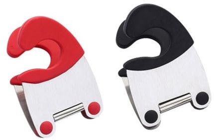 HOLIDYOYO Pinza Para Cuchara De Olla 2 Piezas Acero Inoxidable Resistente Al Calor Pinzas Clip Para Cocina Uso Portátil Rojo y Negro Complementar Utensilios De Cocina