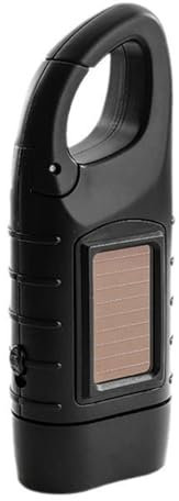Genérico Linterna de mano de emergencia con manivela y batería solar - Linterna de dinamo portátil con carga USB para teléfonos, pesca, navegación, senderismo y aventuras al aire libre (Negro)