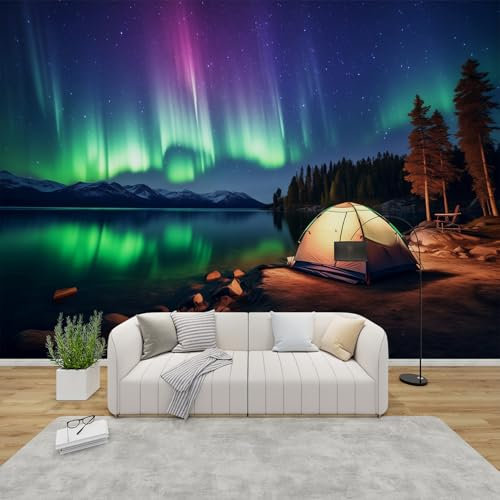 PaxGloz Fototapete Nordlichter Tapete Polarlichter Tapeten Vliestapete Modern Wandtapete Wohnzimmer Schlafzimmer Kinderzimmer Wanddeko Motivtapeten 250 x 175 cm (B x H)