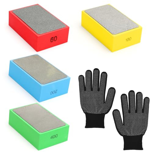 4 stycken diamanthandpoleringsdynor, plattor slipning 60/100/200/400 poleringsdynor block slipblock handslipplatta plattor slipblock polerdynor för stenkeramikplattor glas granit marmor keramik