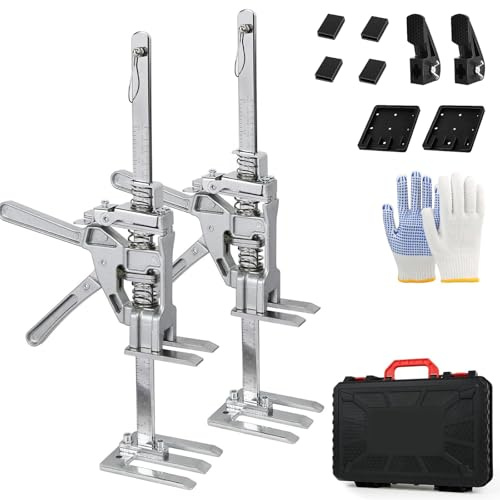 Arbeitssparender Arm, 2 Stück Edelstahl Arm Handwerkzeugheber mit Koffer, Langsam und Schnell Hebefunktion, Bis Zu 440LBS, Hebevorrichtung für Möbel, Türen, Board, Schrank, Gipskartonplatten