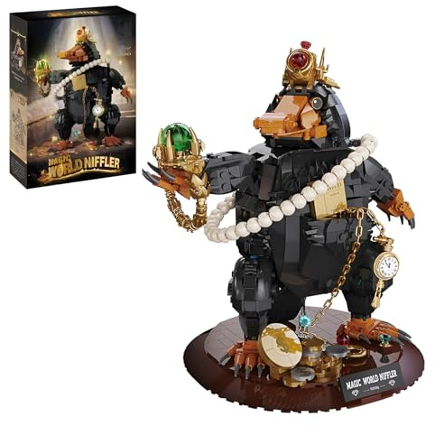 QuirkQuest Magische Welt Niffler Bausteine Bausatz, Harry Schnabeltier Klemmbausteine Kit, 1148 Stück Schnüffeltiere Modell Spielzeug, Kreative Geschenke für Erwachsene und Kinder