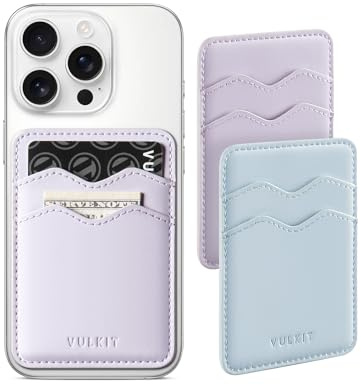 VULKIT 2Pcs Card Holder for Phone Slim Crad Wallet Credit Card Holders RFID Blocking Stick On Phone Case Leather Adhesive Card Holders Back of Smartphone