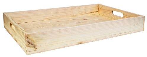 Serviertablett Maße 60x40x8cm Holztablett Frühstückstablet Bartablett (Natur)