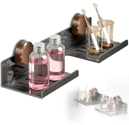 MHYMX - Étagère de lavabo, organisateur de salle de bain, étagère de salle de bain sans perçage, étagère de salle de bain au-dessus du lavabo, 40 x 16 x 11 cm, amovible, étagère de lavabo avec