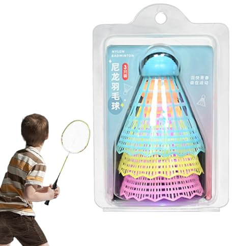 Liqzirtu Badminton Luminoso 3 Pezzi,Set di Badminton da Giardino - Attrezzatura Allenamento Portatile Nylon per Bambini Adulti Giardino Spiaggia Pratica Gioco Principianti