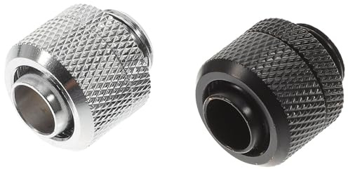 TOGEVAL Raccordo Filettato G1/4 in Ottone Cromato per Sistemi di Raffreddamento ad Acqua PC Connettori Compressione 2 Pezzi per Tubi Compatibili Pompe e Radiatori Accessori per
