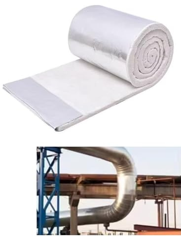 Ceramic Fiber Blanket 2300°F Fireproof Insulation Wrap, Water & Sound Resistant - for Furnace, Kiln, Stove Pipe, Fireplace, Water Heater, HVAC(3x61x500cm/1.2x24x197in)