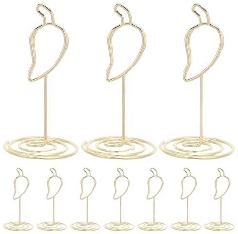 Alipis 20pcs Mini Chili Place Card Holders for Tables – Gold Chili Pepper Table Clips for Cooking Themed Party Decorations Wedding