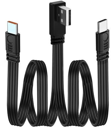 LANMINGLEL Cavo corto a 90 gradi 2 in 1 da USB A a tipo C, cavo di ricarica rapida PD 66 W piatto da USB a doppio tipo C, cavo di trasferimento dati splitter angolare a Y, per telefoni, tablet