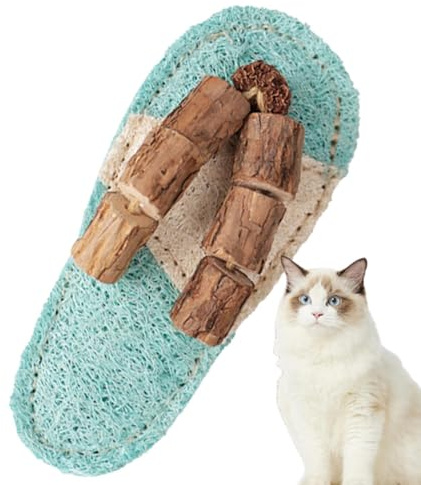 Kauspielzeug passar för katzen | Zahnreinigungs-Luffa med katzenminze | toffelmotstånd som passar för kök | för interaktives spielen, unterhaltung under lång livslängd, passar bra för kläder