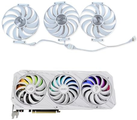 Set di ventole per schede grafiche bianche compatibili con ASUS ROG Strix GeForce RTX 3070 3080 3090 White Edition, ventola di ricambio per GPU, 95 mm, CF1010U12S