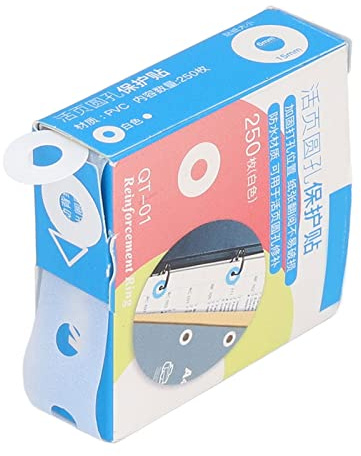 TIKATARER Hålförstärkande Klistermärken, Självhäftande Hålförstärkningsetiketter, 0,2 Tums Diameter, 250 st. (Vit)