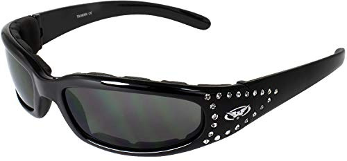 Global Vision Eyewear Marilyn 3 Women’s Motorcycle Sunglasses with EVA Foam Padding and Rhinestone Accents